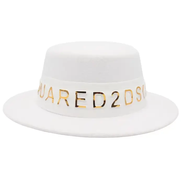 Chapeaux Fedora de Style bateau à dessus plat pour femmes et hommes, petit bord avec bande de lettre