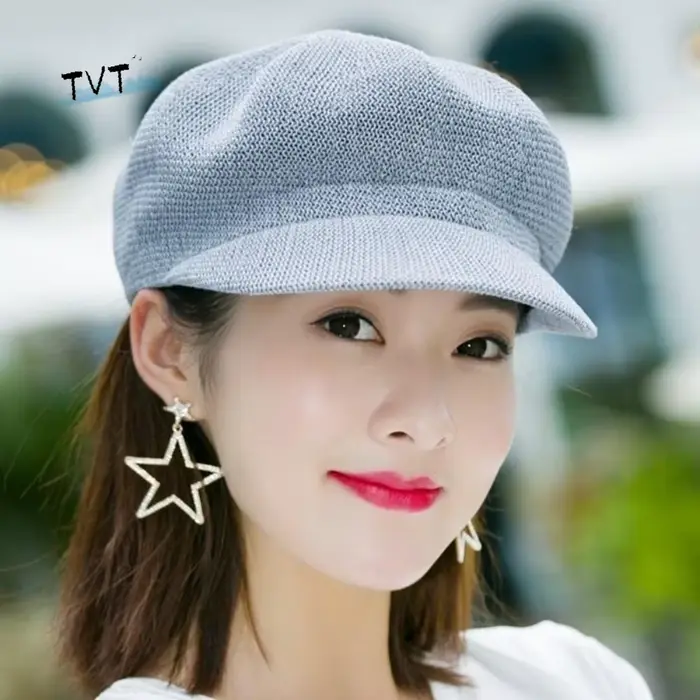Élégante Casquette Octogonale en Paille Unie pour Femme