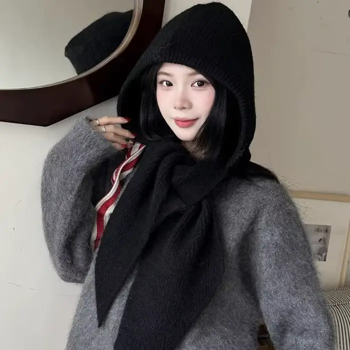 Chapeau et écharpe en laine de créateur avec cache-oreilles pour l'automne et l'hiver ; Chauffe-cou 