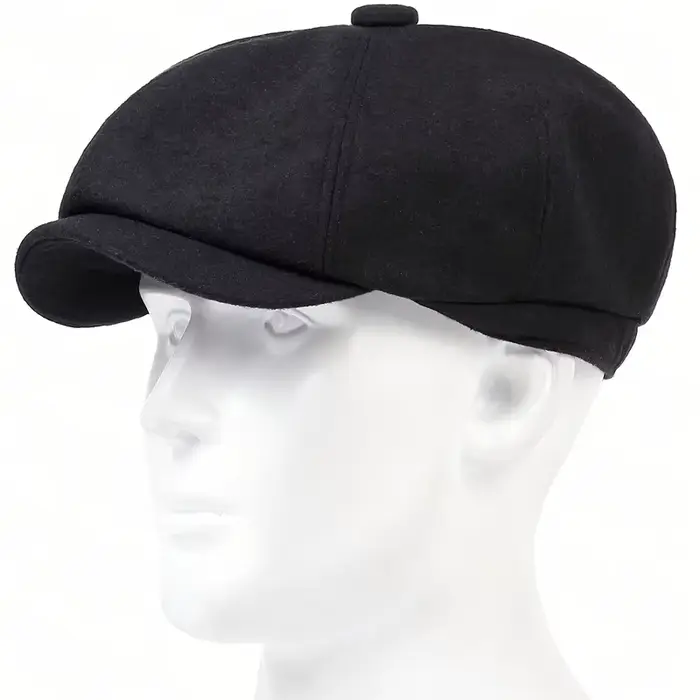 Casquettes Newsboy Rétro en Laine Couleur Unie pour Hommes
