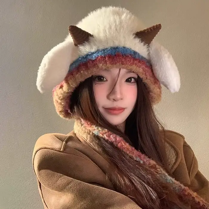 Chapeau coréen en peluche mignon, couvre-oreilles tricoté chaud, résistant au froid, assorti avec to