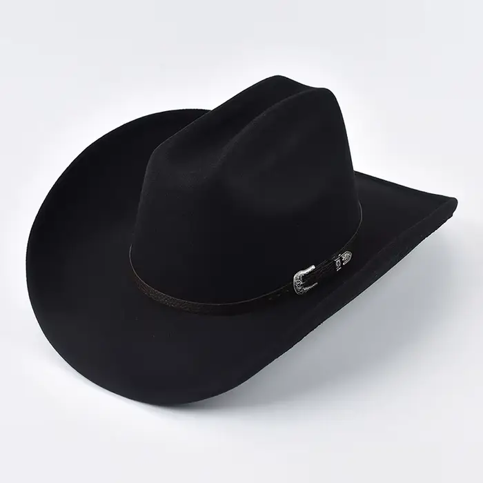 Chapeau de Cowboy occidental unisexe avec cuir