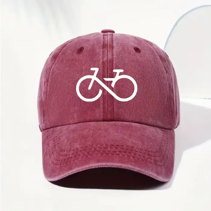 Casquette de baseball imprimée vélo vintage au design géométrique blanc pour la course