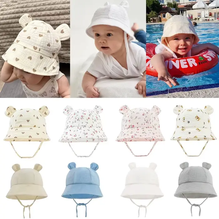Chapeau de soleil mignon en coton pour bébé 0-12 mois occasion estivale occidentale occasionnelle voyage plage jardin
