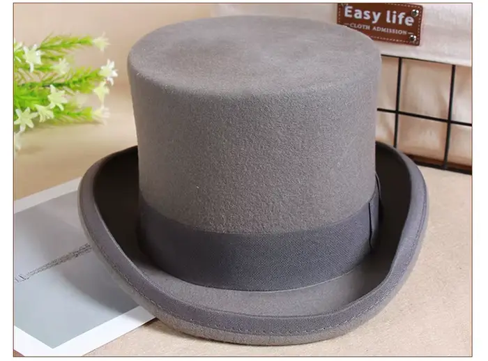 Violet haut chapeau laine magicien chapeau britannique dur haut-de-forme cylindre chapeau hommes som