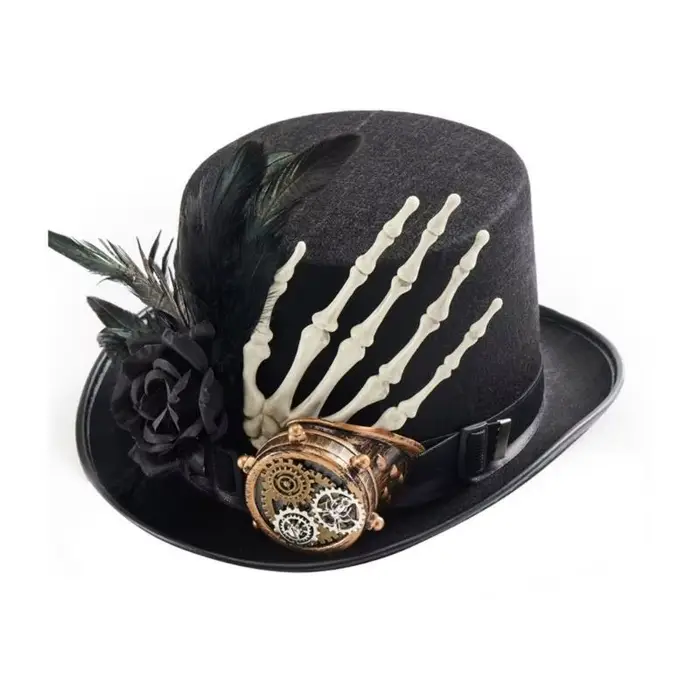 Chapeau haut-de-forme 39BB avec équipement, chapeaux plats élégants, Costume d'halloween Cosplay Bil