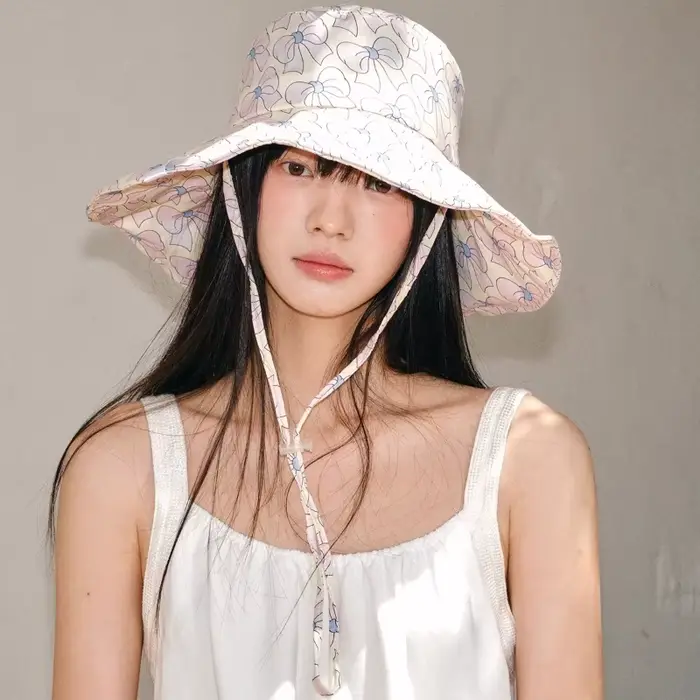 Y2K – chapeaux seau à lacets imprimés de fleurs de myrtille pour femmes