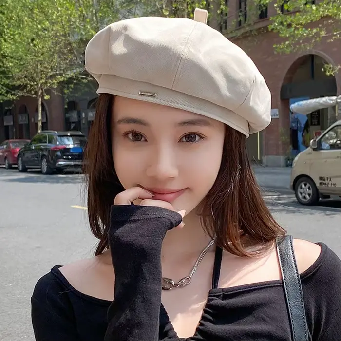 Béret Vintage en Velours Côtelé Casquette Octogonale Pour Femmes Coupe-Vent Chapeau à Visière Style Peintre Occasions Décontractées Automne Hiver