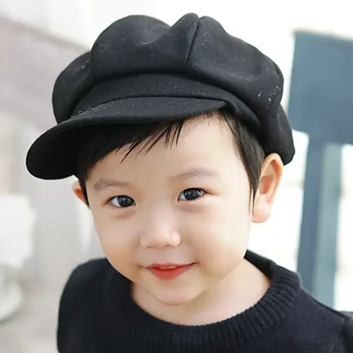 Casquette de journal vintage en tweed pour enfants – Béret plat en laine pour garçons et filles