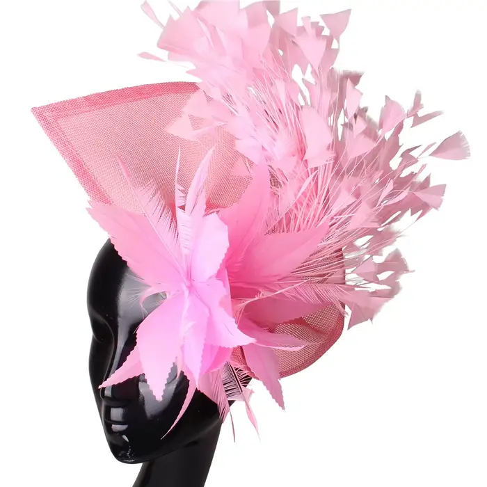 Chapeau bibi rouge vintage style Derby avec grandes plumes rouges pour femmes