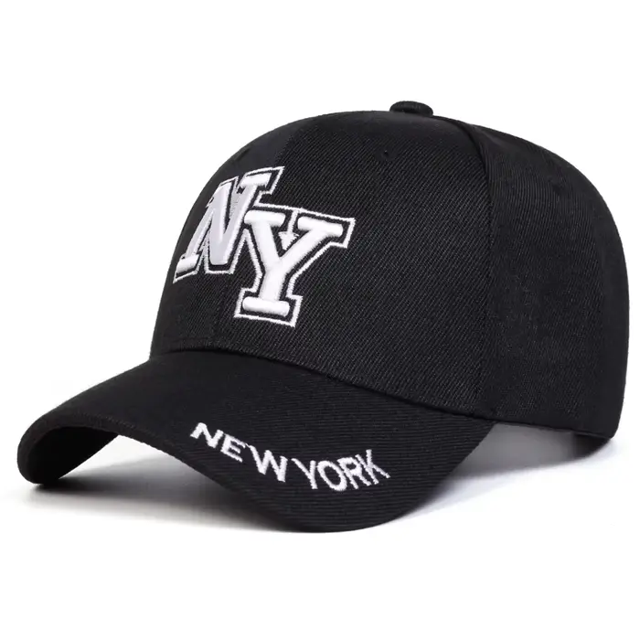 Casquette de baseball unisexe avec broderie NY en polyester pour homme et femme occasions décontractées printemps automne