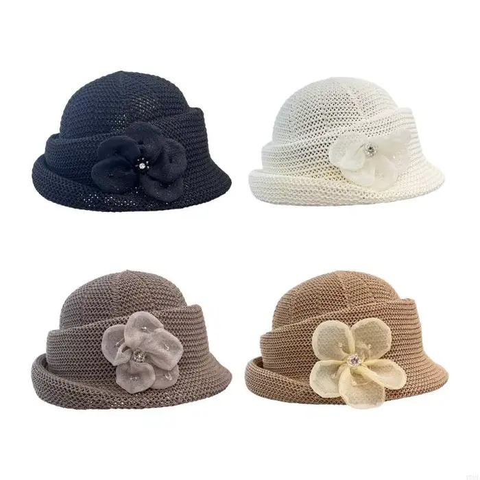 Chapeau seau respirant pour femmes avec Accent fleur