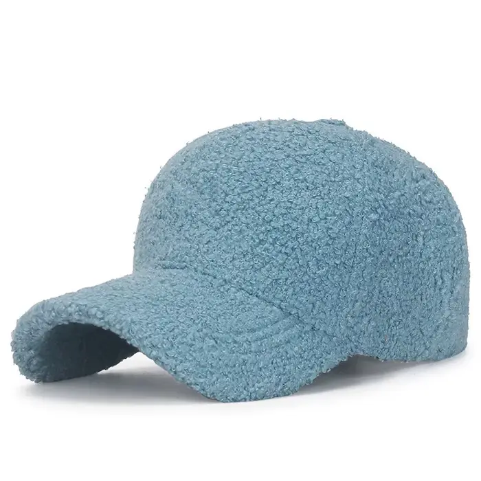 Casquette de baseball unie en laine d'agneau d'hiver, couleur unie, polaire Teddy chaude, flatteuse 