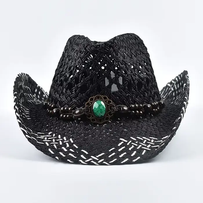 Chapeau de paille bohème d'été pour femmes et hommes, chapeaux de Cowboy Panama, chapeau de soleil d