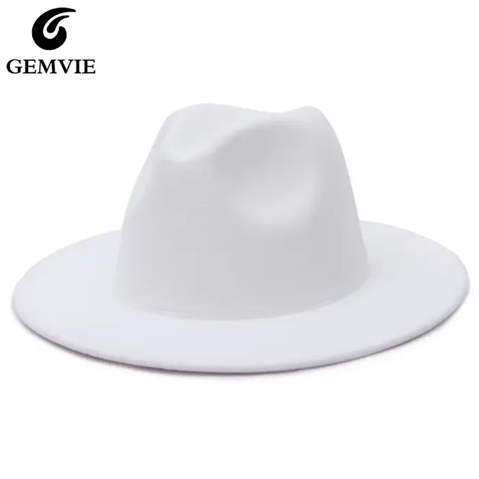 GEMVIE – chapeau Fedora à large bord pour homme et femme