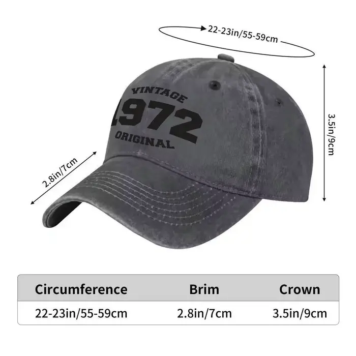 Casquette de baseball unisexe délavée à imprimé numérique vintage 1972