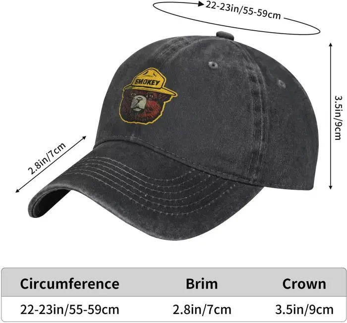 Smokey The Bear Denim Trucker Hat Casquette de baseball pour hommes ou femmes Casquettes de cowboy