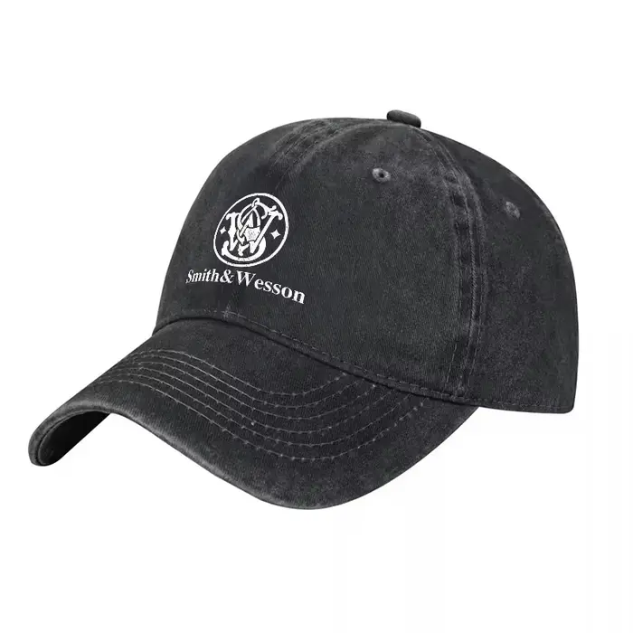 Casquette de baseball en coton lavé avec logo Smith Wesson, design brodé classique, ajustement régla