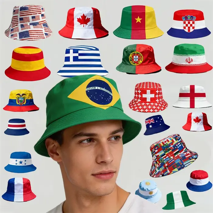 Chapeau bob réversible drapeaux nationaux 2026 pour hommes et femmes, chapeau de pêcheur pour fans de football, fête de la coupe, protection solaire, style sport, matériaux durables, quatre saisons