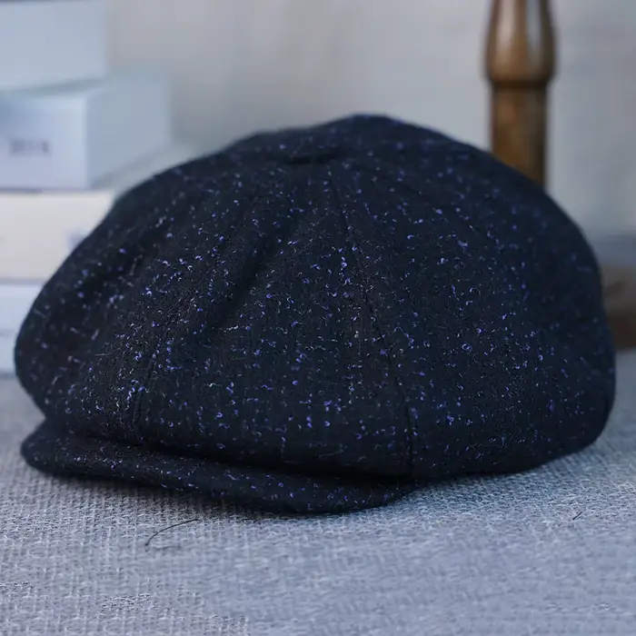 Nouvelle femme casquette gavroche hommes laine chapeau 8 panneau