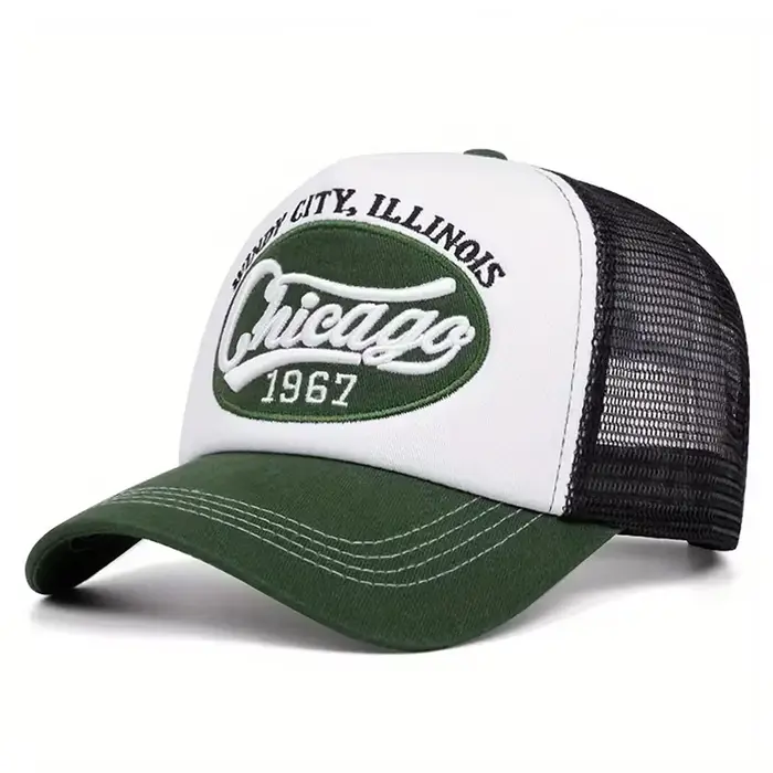 Nouvelle Casquette Hip Hop Tendance 2026 CHICAGO1967 Brodé, Casquette de Baseball Unisexe en Maille 