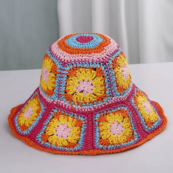 2025 nouveaux chapeaux de paille pour femmes chapeau au crochet chapeau seau Protection UV pare-sole