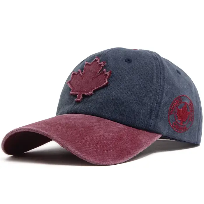 Casquette de baseball vintage unisexe avec patch feuilles d'érable tendance, visière souple décontra