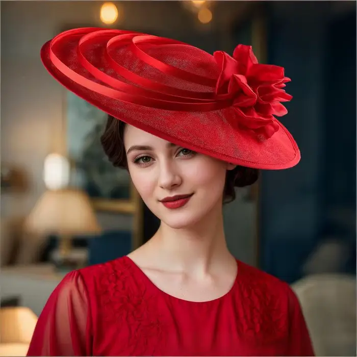Chapeau fascinateur à grande fleur pour femmes élégant couvre-chef d'église chapeau de thé pour cocktail mariage occasions spéciales