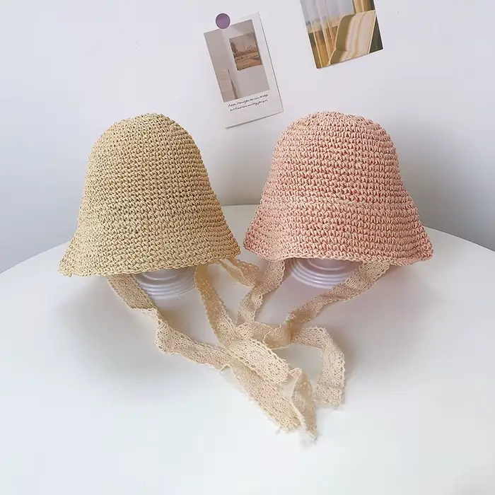 Chapeau d'été en paille pour bébé fille