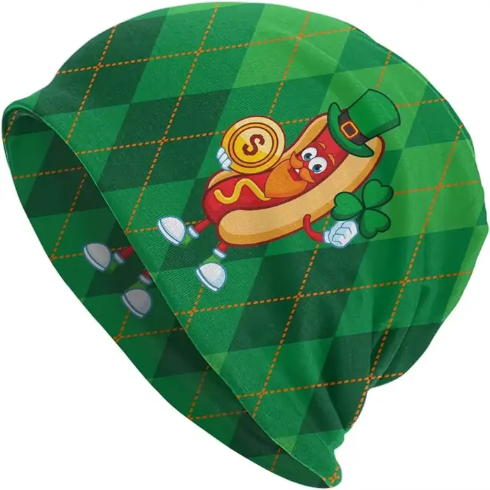 Bonnet tricoté à la saucisse pour hommes et femmes, bonnets de la Saint-kk, casquette pour adultes, 