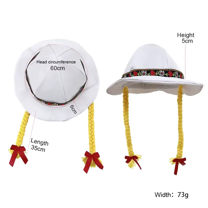 Chapeau tressé bavarois pour Oktoberfest, protection solaire, couvre-chef pour fête d'Halloween, déc