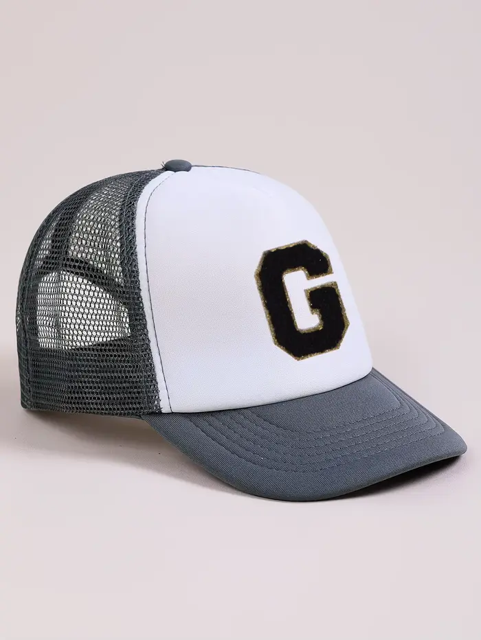 1 chapeau gris avec motif de 26 lettres, casquette pour enfants pour garçons et filles, casquette de