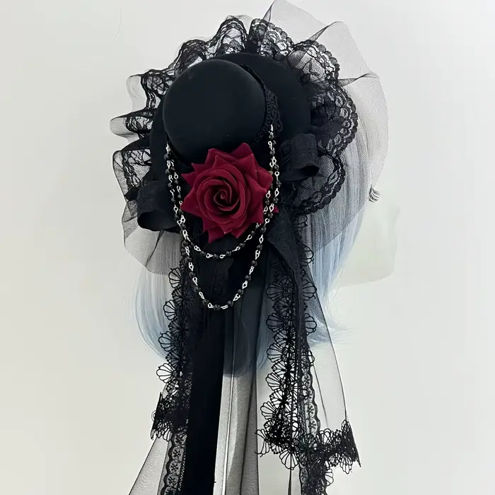 Mini chapeau gothique en forme de Rose, noir ou blanc, élégant, à la mode, pour un usage quotidien,
