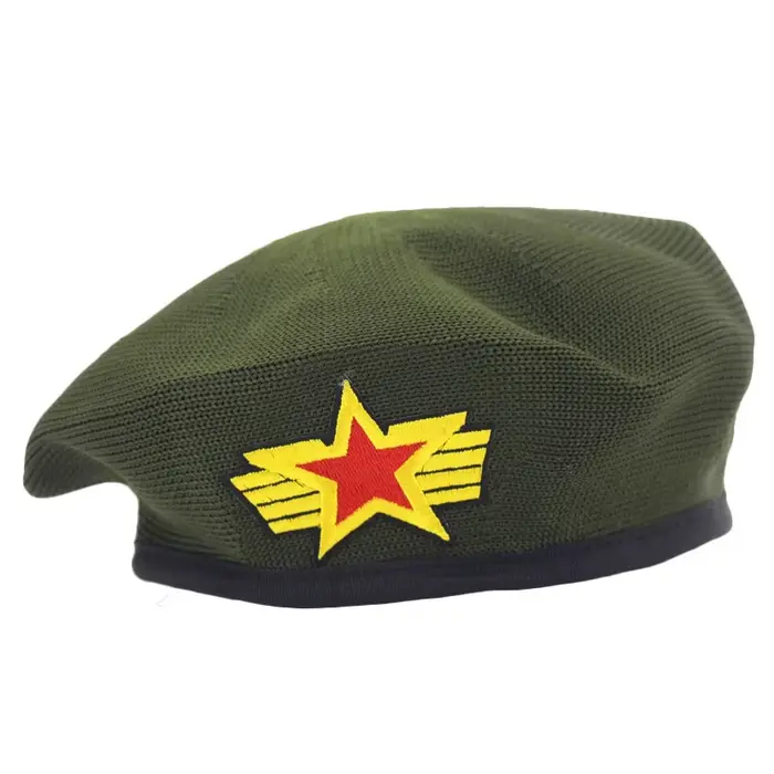 Béret en maille respirant avec écusson métallique étoile, style marin, militaire, pour la danse, la 