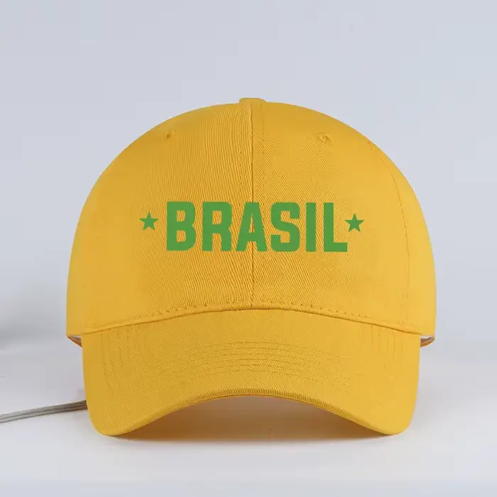 Casquette de baseball à visière souple imprimée « BRASIL » pour les supporters du Brésil – Chapeau d