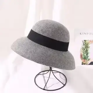 Robe écrasable Fedora femmes Style Vintage chapeau 100% pur laine feutre chapeau noir gris large bor