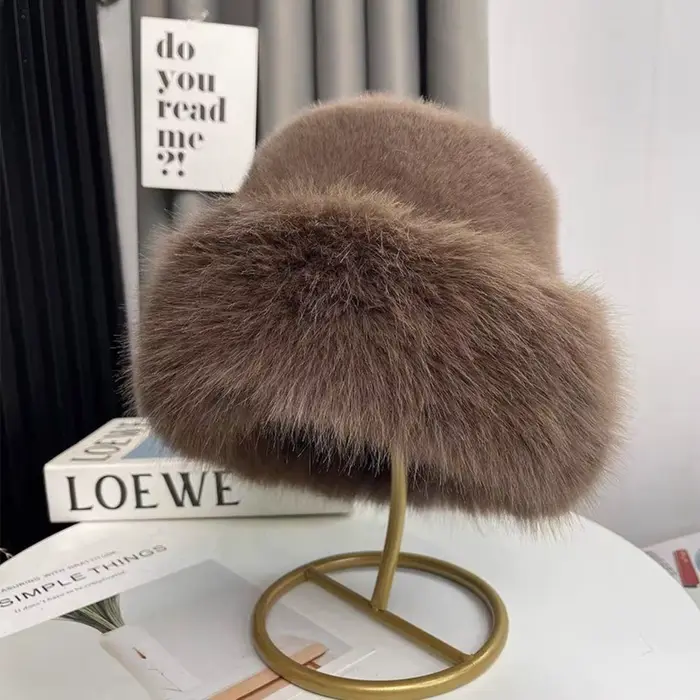 Chaud léopard imprimé fourrure chapeau femmes coupe-vent garder au chaud couvre-chef fourrure pêcheu