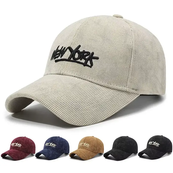Casquette de baseball en velours côtelé tendance pour femme