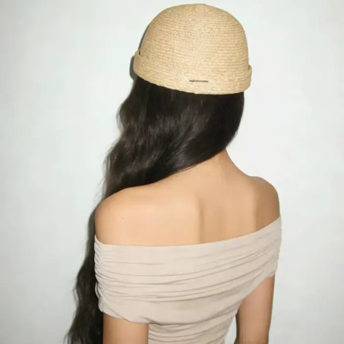 Béret de luxe en paille naturelle pour hommes et femmes