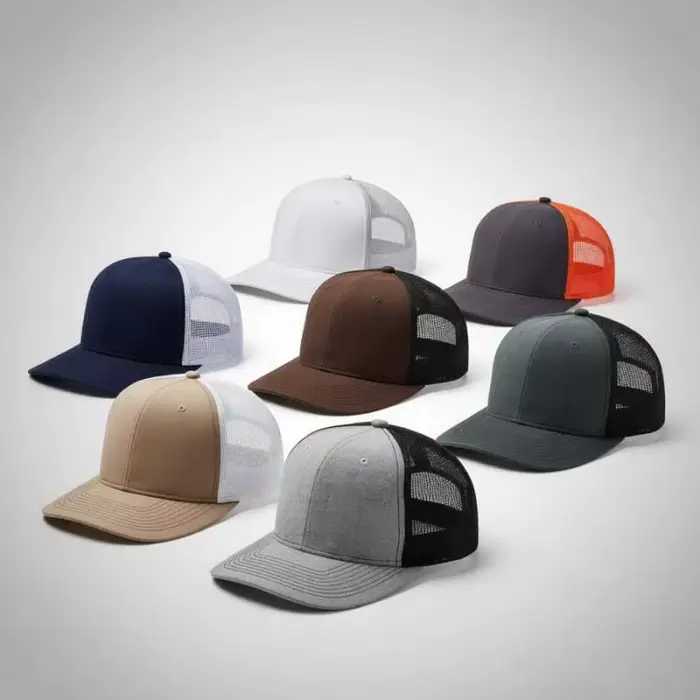 Casquette unisexe à visière légèrement incurvée style trucker pour hommes et femmes