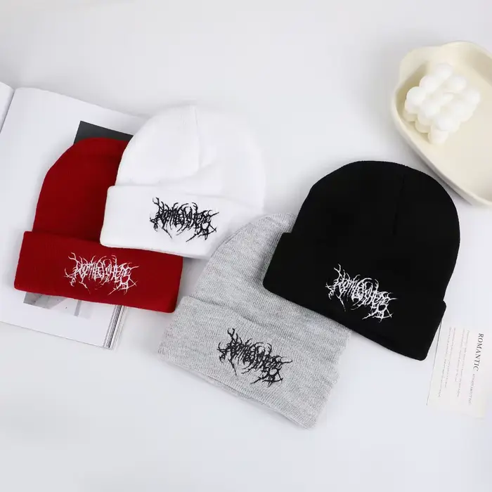 Chapeau tricoté brodé personnalisé pour homme, style streetwear hip-hop