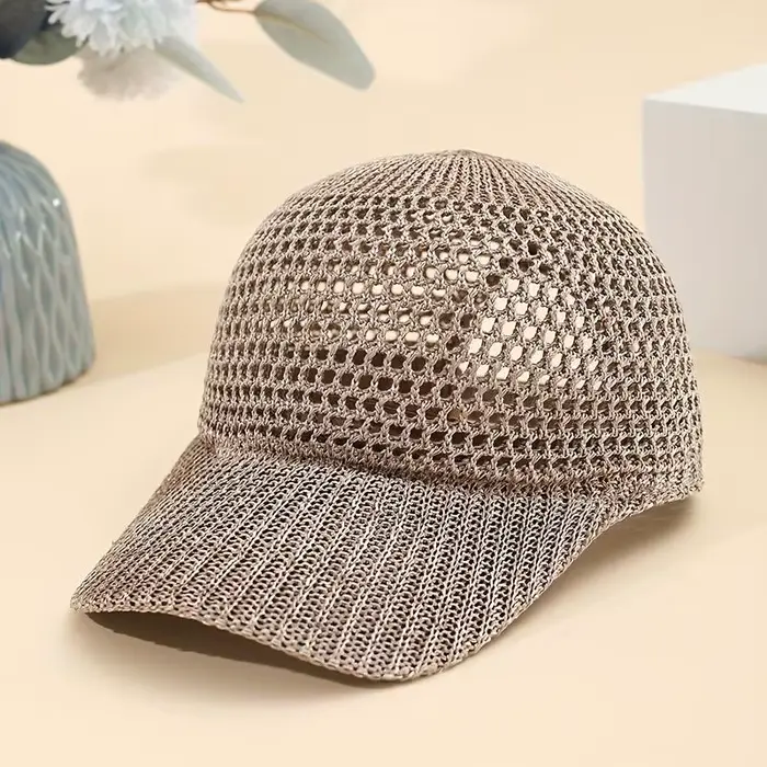 Casquette de baseball respirante en maille pour femme – Simple, polyvalente, tricotée, à visière, po