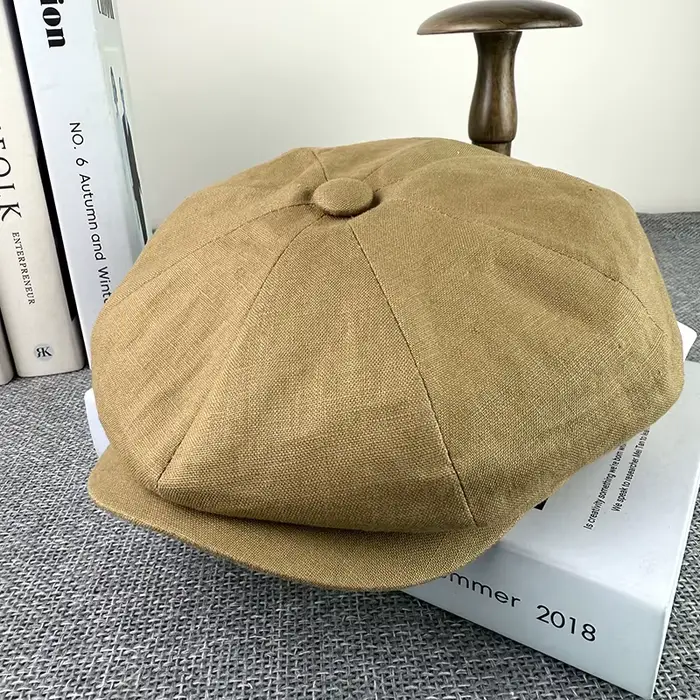 Casquettes de journal rétro en lin, béret d'été respirant, casquette Gatsby britannique, chapeau déc