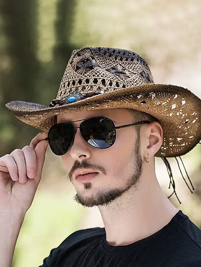 Chapeau de cowboy en paille pour femmes et hommes avec bord Shape-It