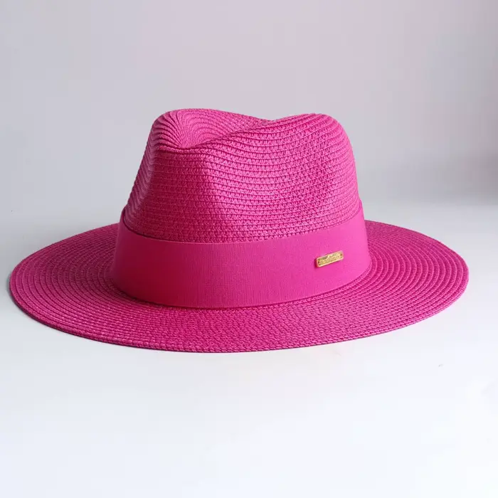 Chapeau Fedora en paille bleu lac pour l'été