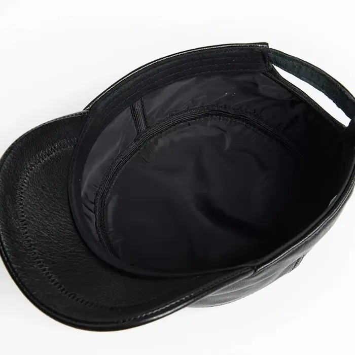 Casquette d'hiver en cuir véritable pour personnes d'âge moyen et âgées