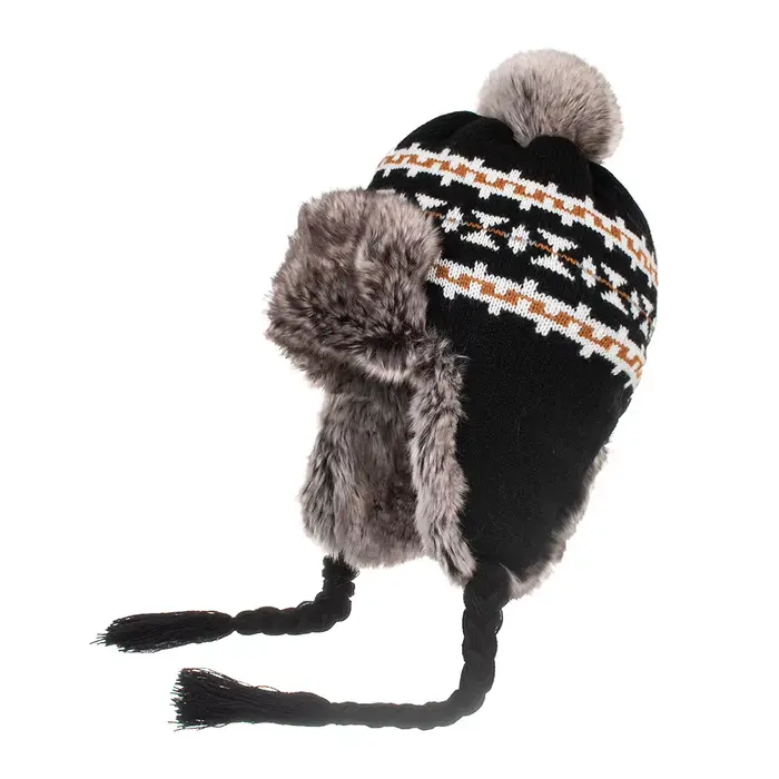 Chapeaux d'hiver en laine tricotée beige FS pour hommes et femmes, chapeau russe coupe-vent avec pom