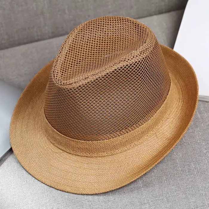 Chapeau de paille d'été pour hommes, maille respirante, Protection solaire ajourée, bouclier UV, bor