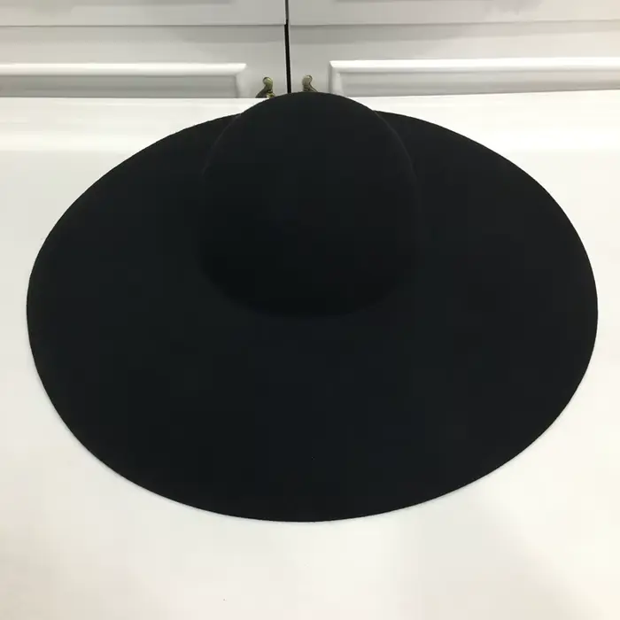 Hukaili nouveau Style rétro chaud à large bord laine Fedora grand chapeau noir feutre