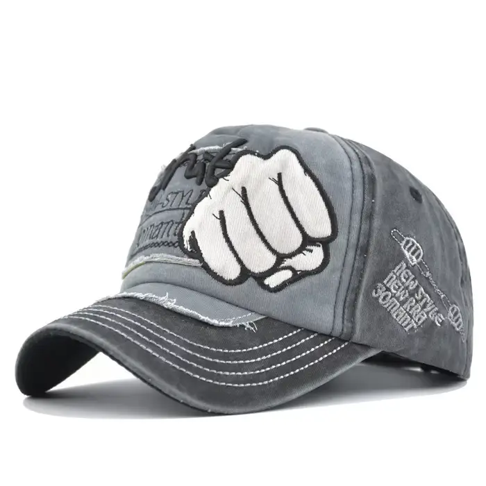 Casquette de baseball Hip Hop avec broderie de lettres, casquette rétro en coton délavé pour hommes 